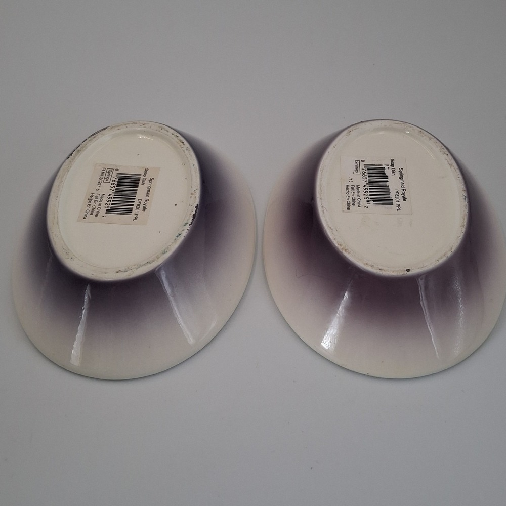 Springmaid Royale Lily of the Nile Ceramic Bathroom Soap Dish Set Of 2 Purple - Picture 6 of 8